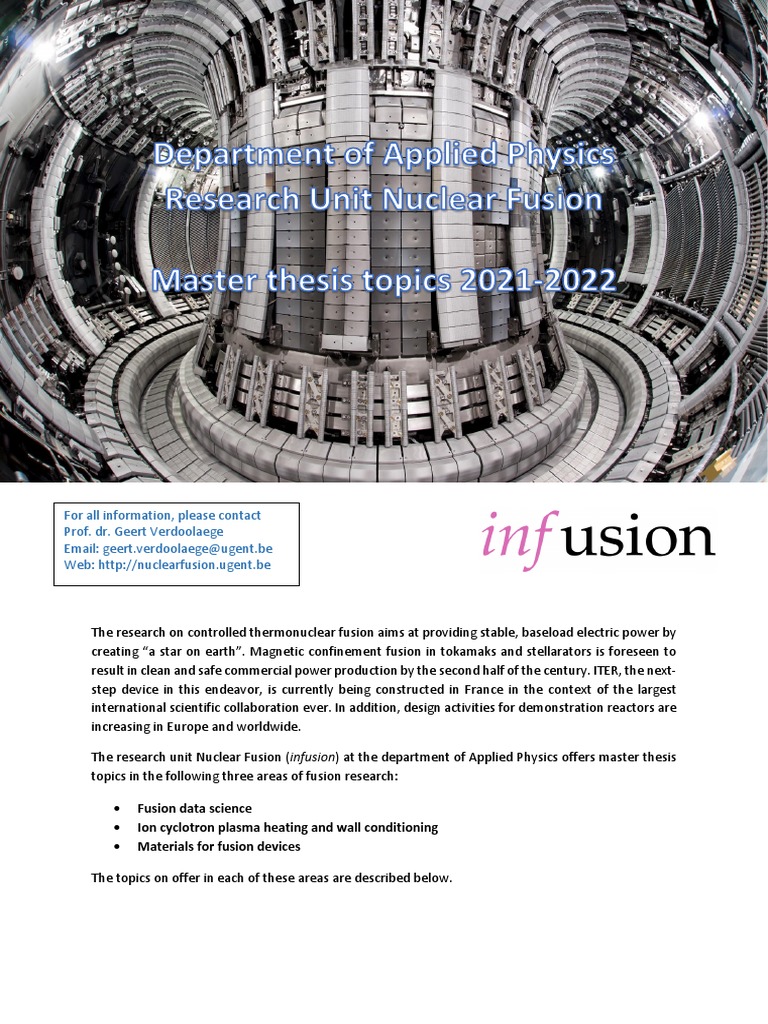 Master Thesis Topics in Fusion Research | PDF | Fusion Power | Tokamak