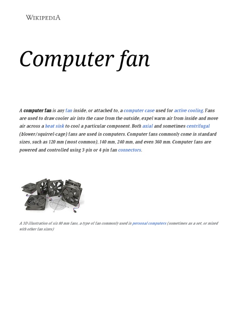 Computer Fan - Wikipedia | PDF | Manufactured Goods | Office Equipment