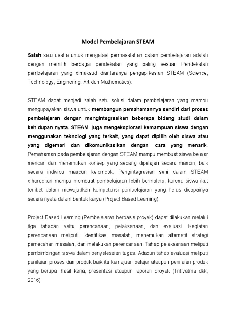 Penerapan Model Pembelajaran Steam Dalam Pendidikan Abad 21 Pdf