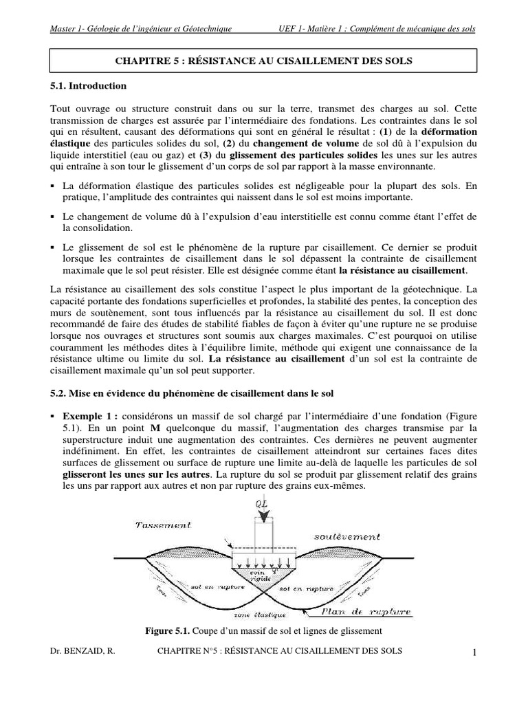 Chapitre 5 - Rce Au Cisaillement Des Sols | PDF | Mécanique des sols ...