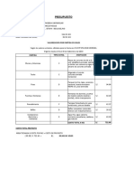 Presupuesto Segun Cuadro