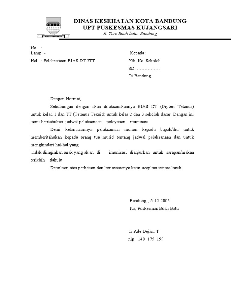 Contoh Surat Darul Darusyifa