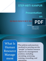 Step-Hbti Kanpur Presentation On: Human Resource Manager