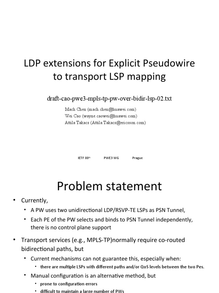 LDP Extensions for PW LSP Mapping | PDF