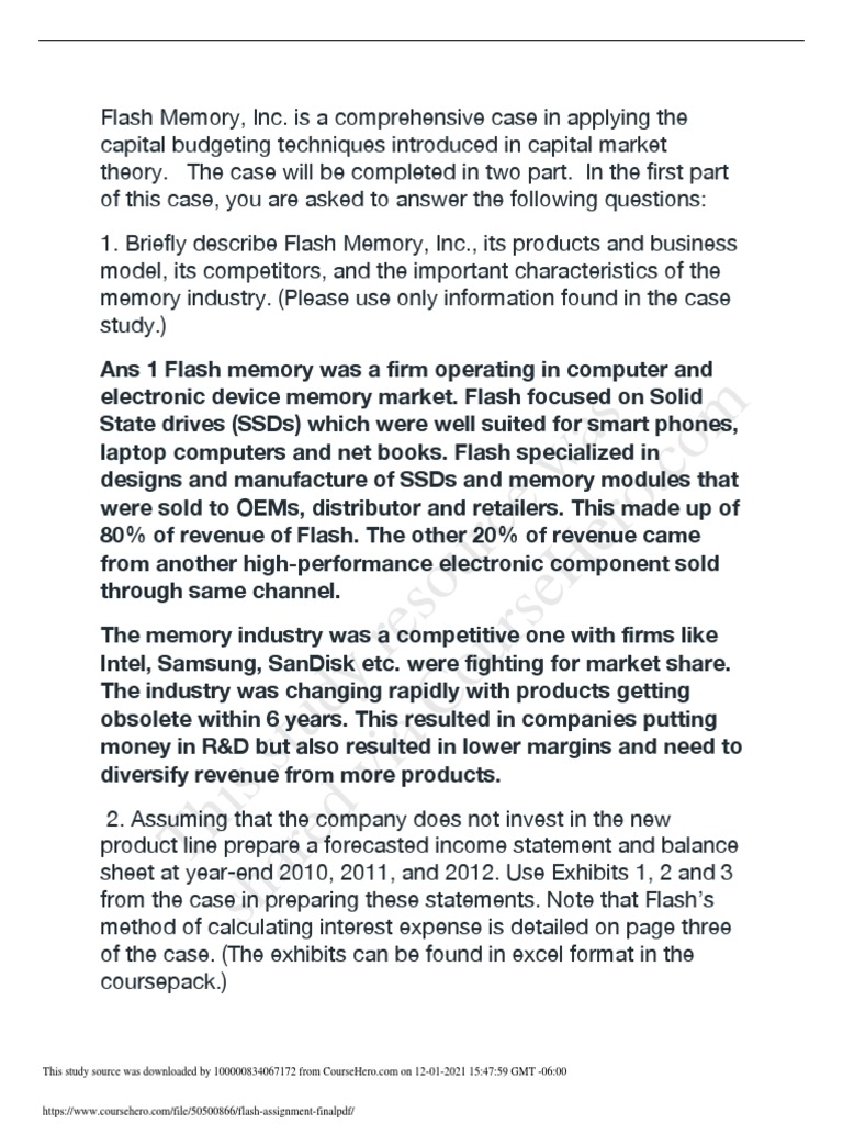 Flash Assignment Final PDF PDF Equity (Finance) Flash Memory