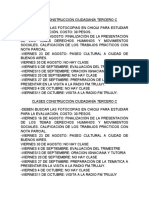 CLASES CONSTRUCCIÓN CIUDADANÍA TERCERO C Agosto Septiembre