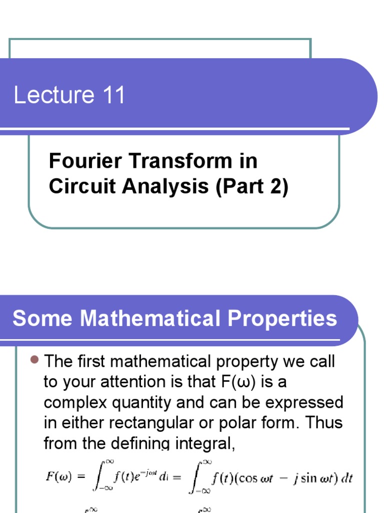 Fourier Transform in Circuit Analysis | PDF | Laplace Transform ...
