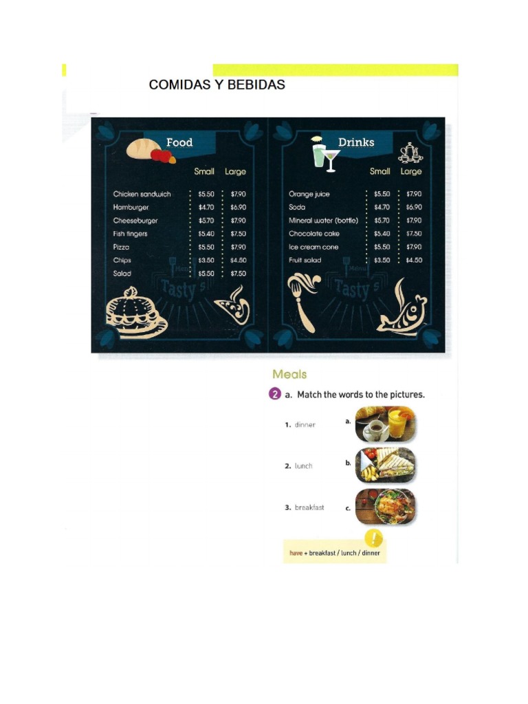 What's Up Starter 3 Ed Vocabulary Unit 4 Food and Drinks PDF