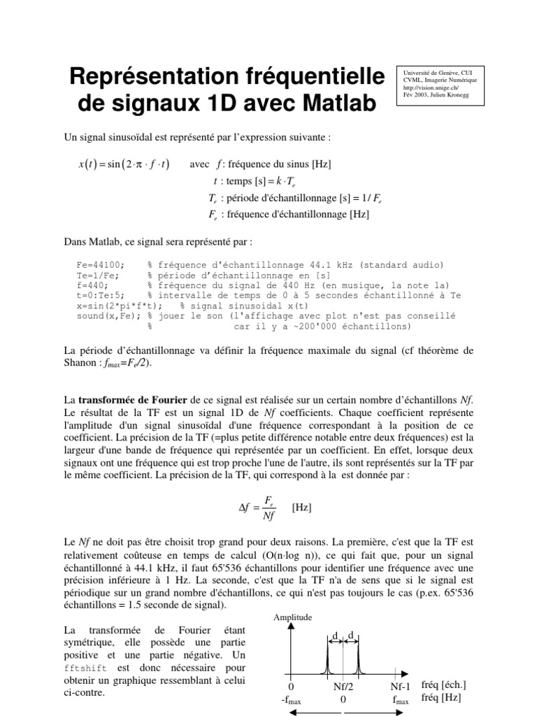 Matlab Signaux 1d | PDF | Échantillonnage (signal) | Fréquence