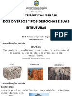 Características gerais dos diversos tipos de rochas e suas estruturas