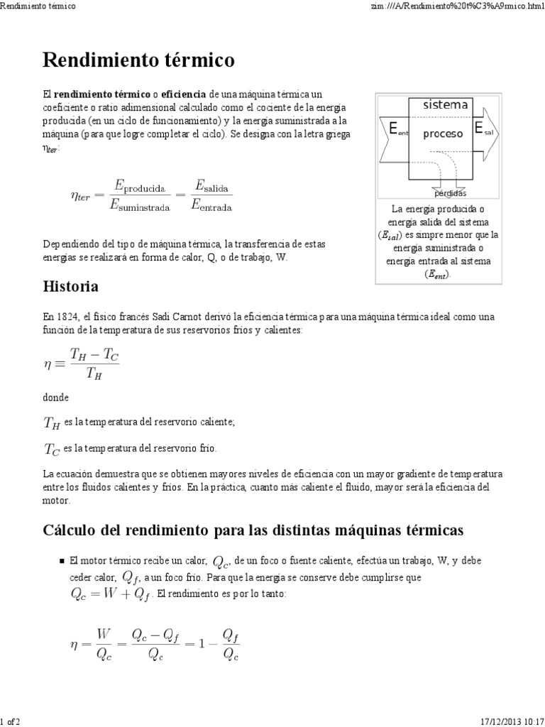 Rendimiento Térmico | PDF | Química Física | Cantidades fisicas image