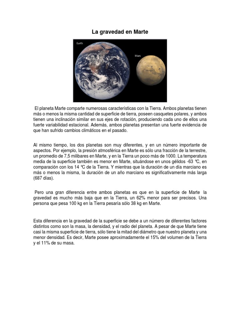 La Gravedad en Marte | PDF | Marte | Tierra, image size:768x1024