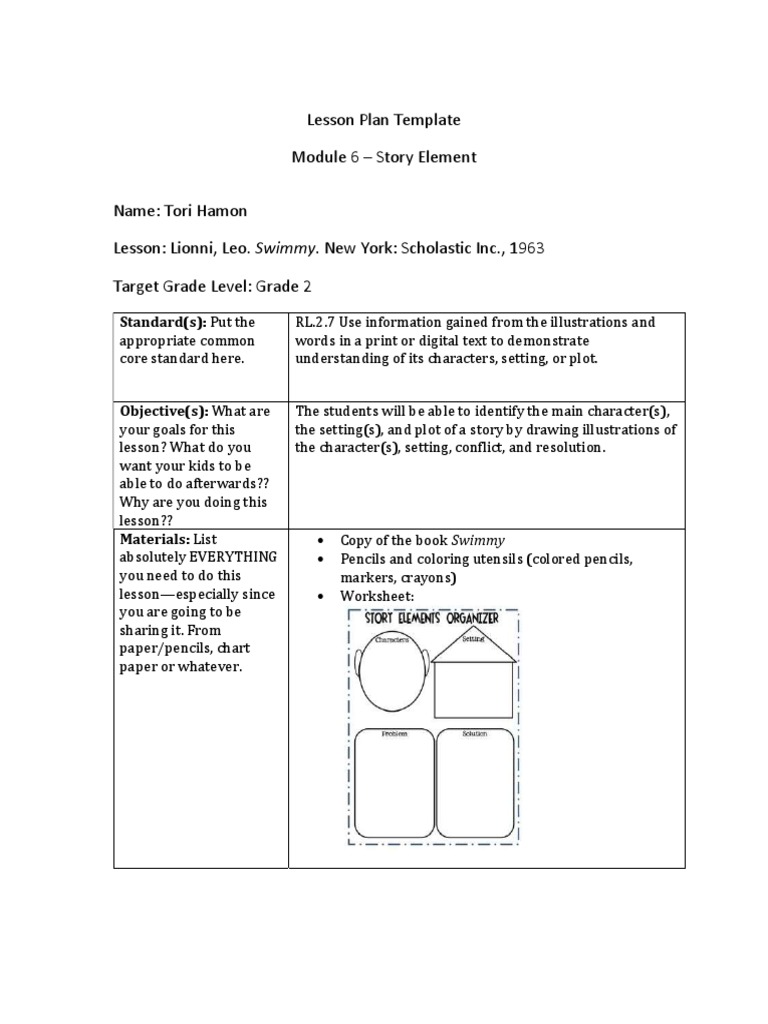 Story Element Lesson Plan | PDF | Lesson Plan | Reading Comprehension