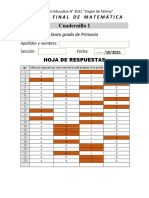 Hoja de Respuestas - Matematica - Sextogrado