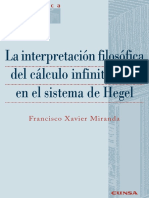 La Interpretación Filosófica Del Cálculo Infinitesimal en El Sistema de Hegel - Miranda, Francisco Xavier