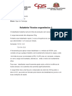 Relatório técnico ergonômico sobre postos de trabalho