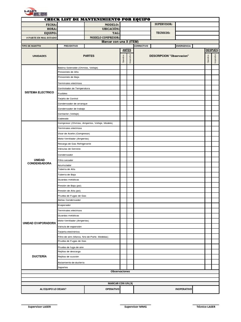 Check List Hvac PDF Ingeniería mecánica Electricidad