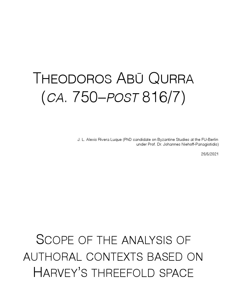 Theodore Abu Qurra PDF God Muhammad