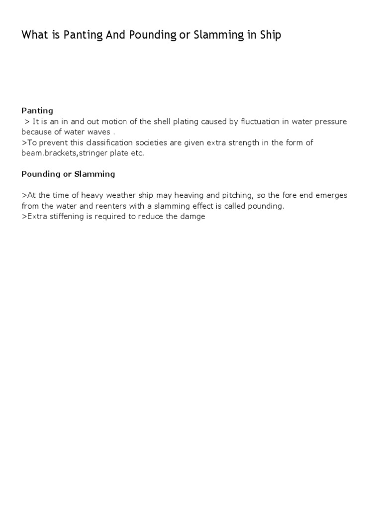 What Is Panting and Pounding or Slamming in Ship | PDF