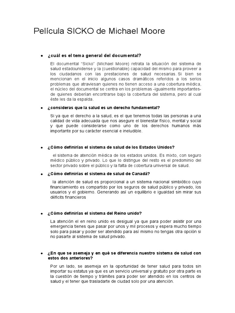 Película SICKO de Michael Moore PDF