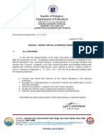 School Memorandum No. 21 S. 2021 School Inset