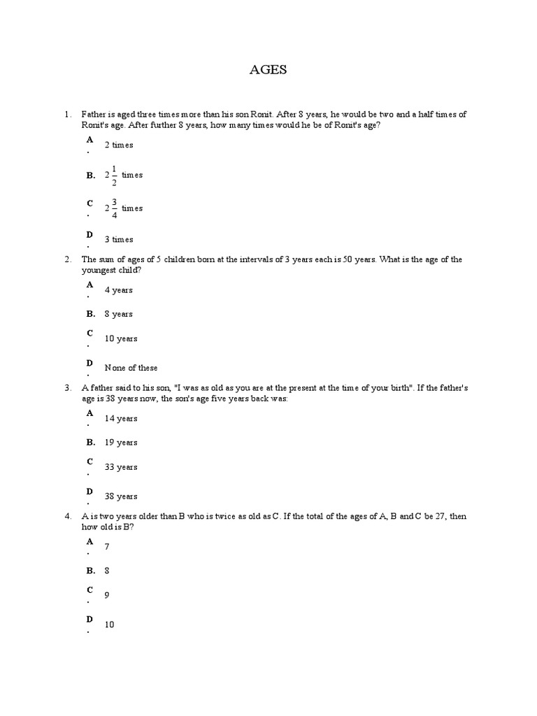 Ages | PDF | Family | Living Arrangements