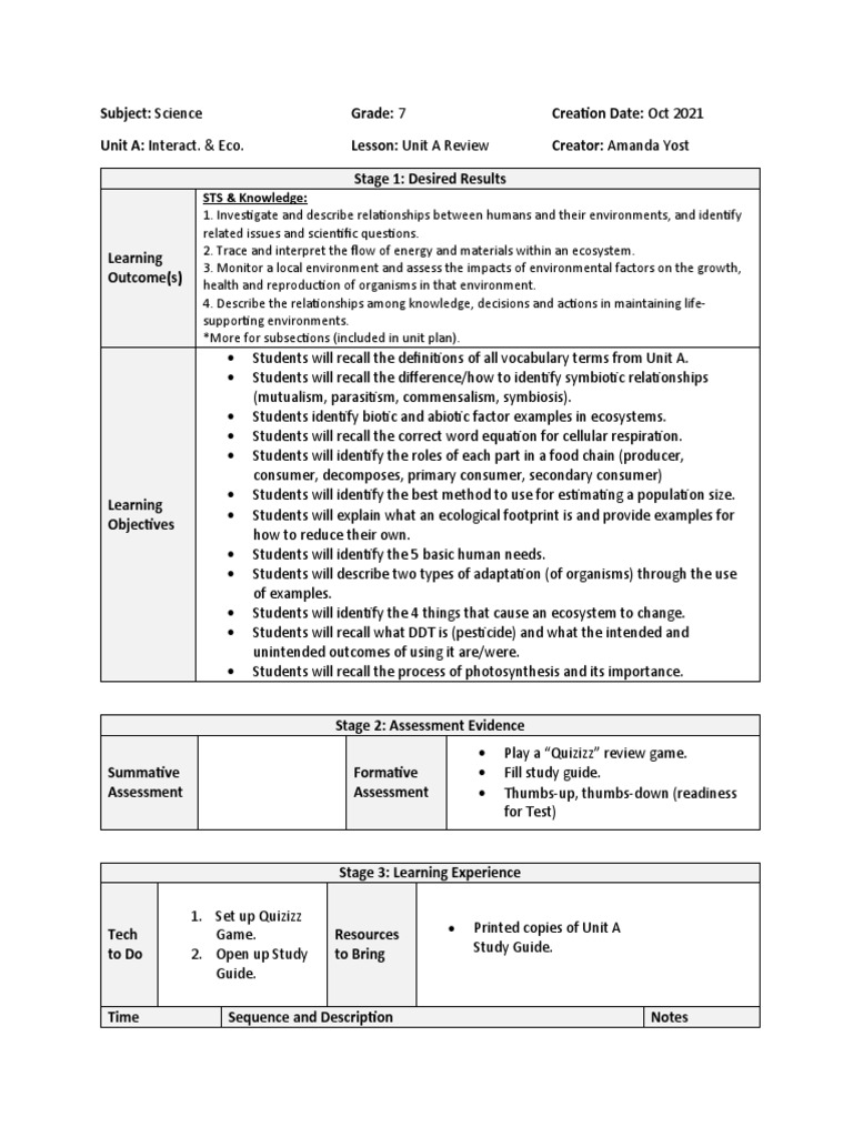 Sci7 Lessonplan Thursoct | PDF | Ecosystem | Ecology