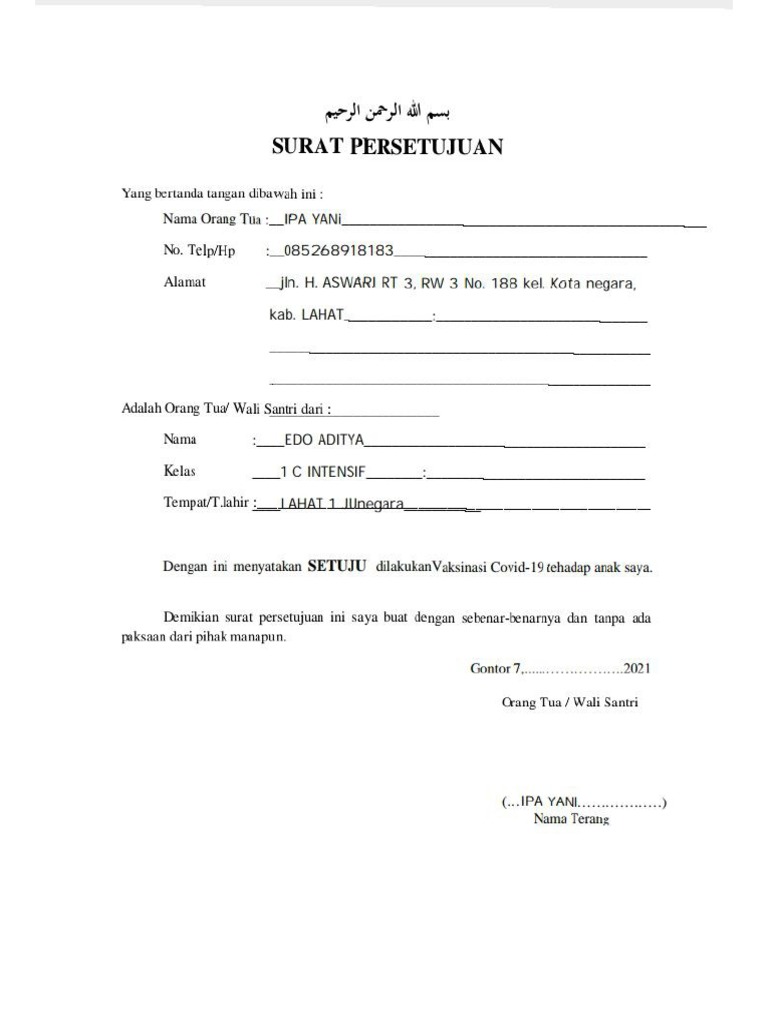 SURAT PERNYATAAN Vaksin | PDF