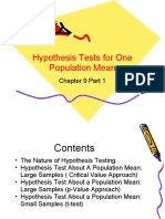 Hypothesis Tests For One Population Mean: Chapter 9 Part 1