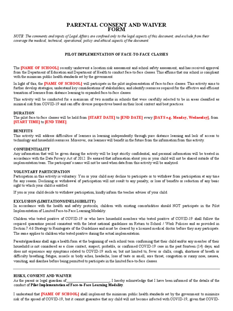Parental Waiver | PDF | Diseases And Disorders | Clinical Medicine