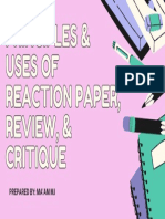 Principles & Uses of Reaction Paper, Review, & Critique