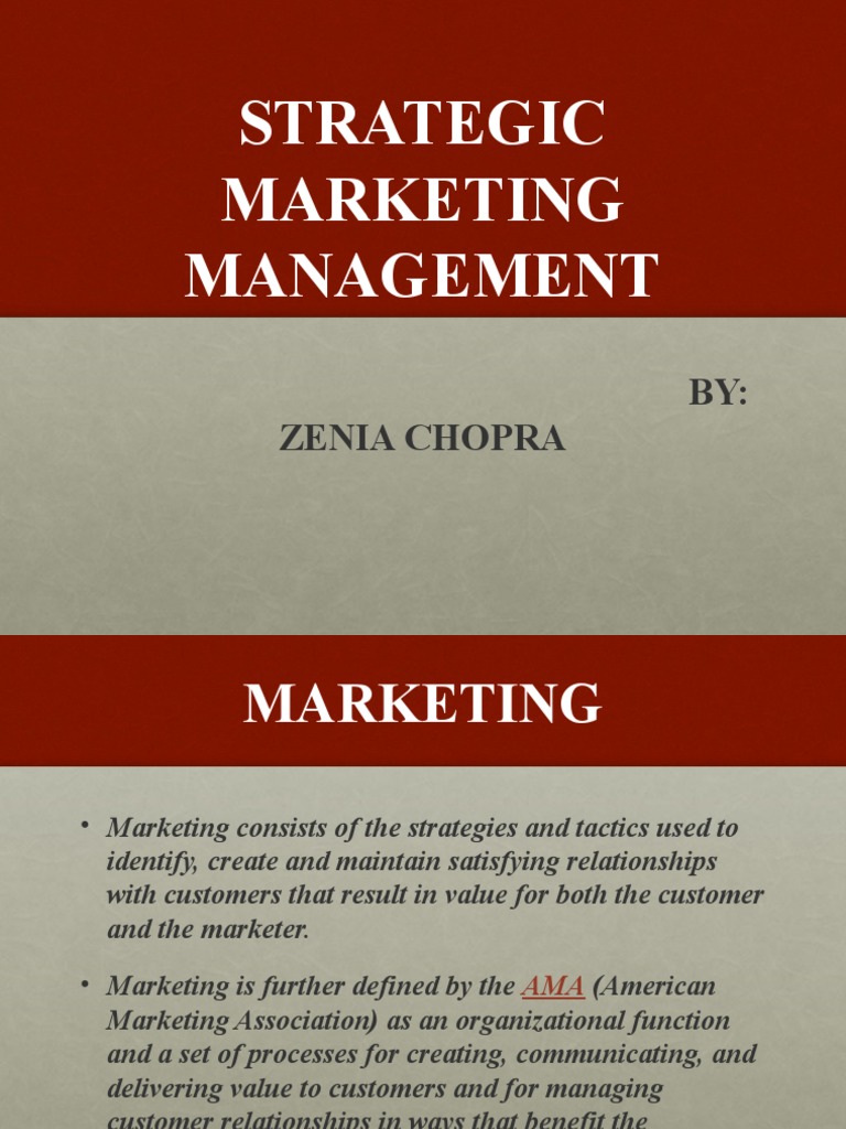 Strategic Marketing Management Overview | PDF