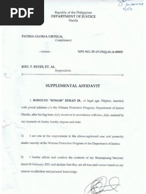 Supplemental Affidavit-Rodolfo Edrad JR | PDF | Evidence | Public Law