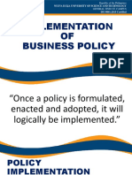 IMPLEMENTATION of Business Policy