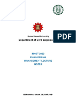 Department of Civil Engineering: MNGT 3000 Engineering Management Lecture Notes