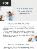 Validation and Item Analysis: Integrated Review 1 (IR1)