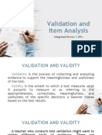 Validation and Item Analysis Integrated Review 1 (IR1