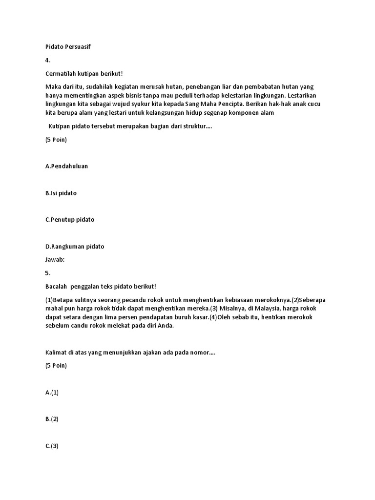 Contoh Soal Pidato Persuasif PDF