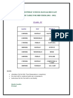 Grade IV Mid Term Exam Timetable