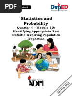 10 Statistics and Probability G11 Quarter 4 Module 10 Identifying The Appropriate Test Statistics Involving Population Proportion