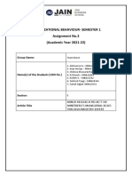 Organizational Behaviour-Semester 1 Assignment No.3 (Academic Year 2021-22)