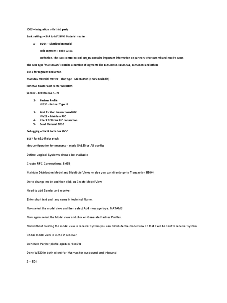 Idoc configuration for matmas tcode sale for all config define