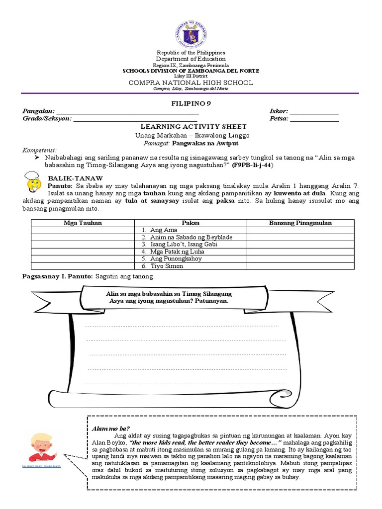 Filipino 9 LAS Quarter 1 8th Week | PDF