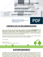 Performance of Recycled Glass Wool Fibre Reinforced Concrete Mixture Jadavpur University Department of Civil Engineering MAJOR PROJECT (2021-2022)