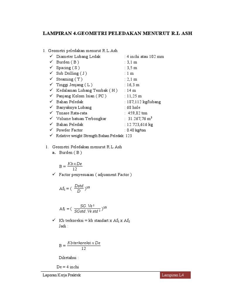 Geometri Peledakan R.L. Ash | PDF