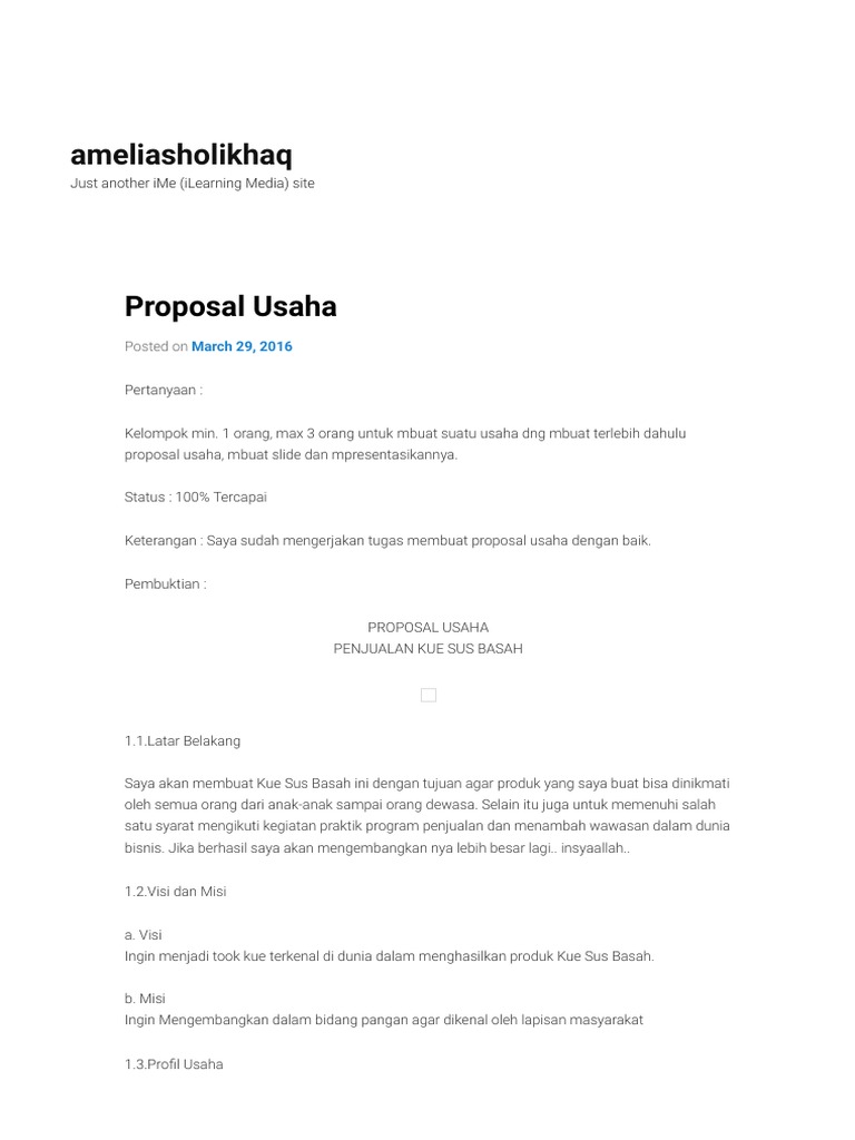 Proposal Usaha Kue Sus Ameliasholikhaq Pdf