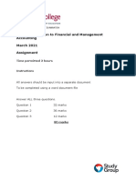 UG1: Introduction To Financial and Management Accounting March 2021 Assignment