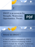 S - W - O - T: SWOT Is An Acronym For Strengths, Weaknesses, Opportunities, Threats