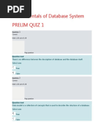 Fundamentals of Database System Prelim Quiz 1