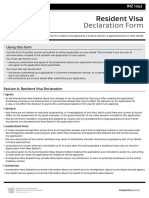 Declaration Form: Resident Visa